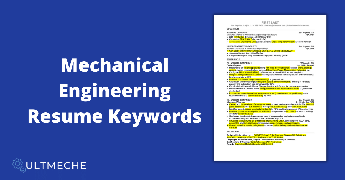 Mechanical Engineering Resume Keywords ULTMECHE