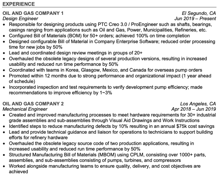 Mechanical Engineer Oil and Gas Resume - ULTMECHE