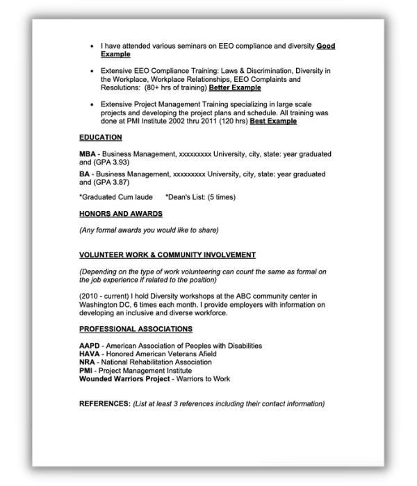 Different Types of resumes - federal format 4