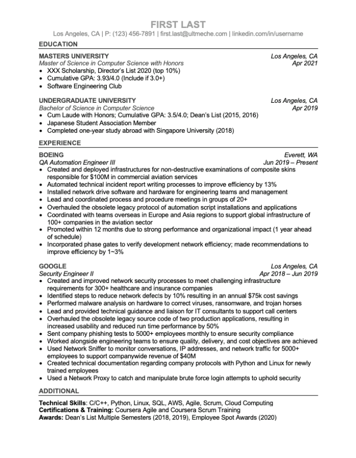 Engineering Resume Writer - Sample Engineering Resume