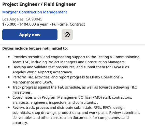 Field Engineer Sample Job Description