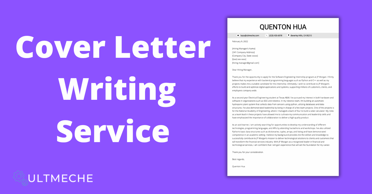 Cover Letter Writing Service Email - ULTMECHE