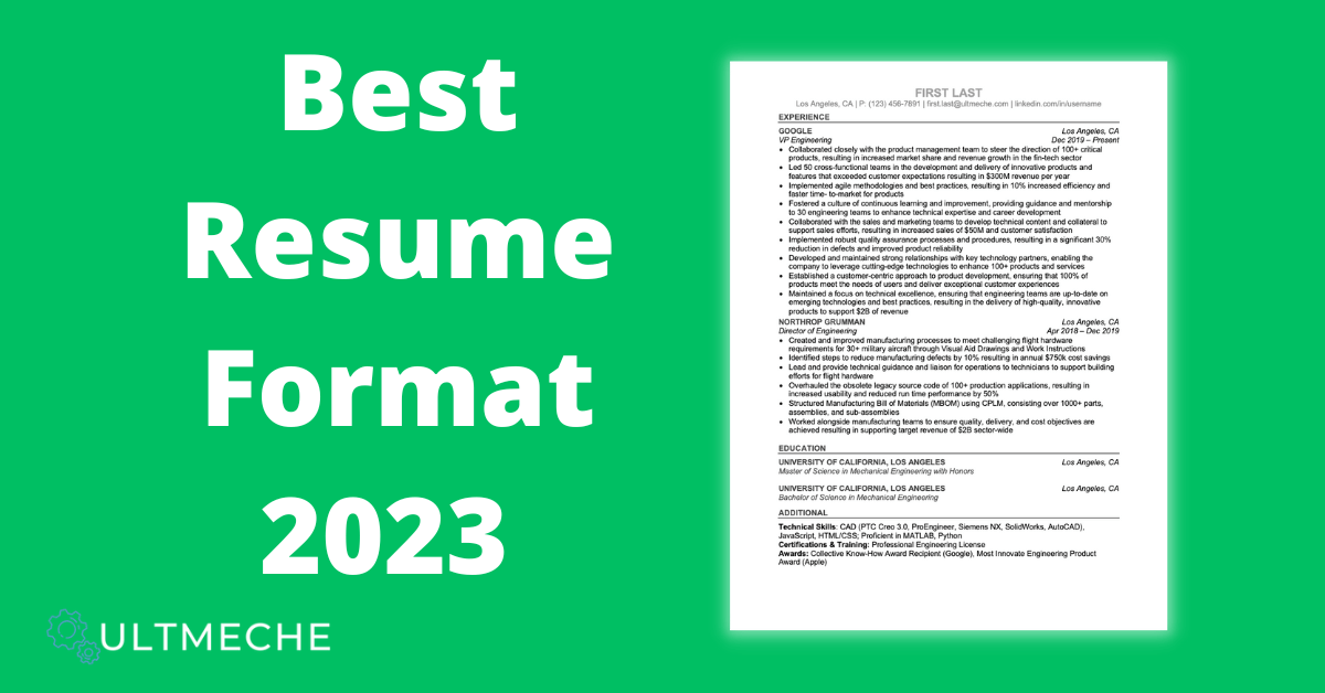 Best Resume Format 2023 - ULTMECHE