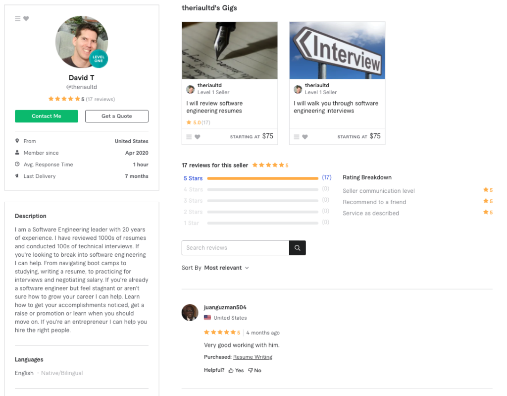 Fiverr Resume Writer - theriaultd snapshot