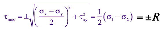 Mohr's Circle - Maximum Shear Stress Equation
