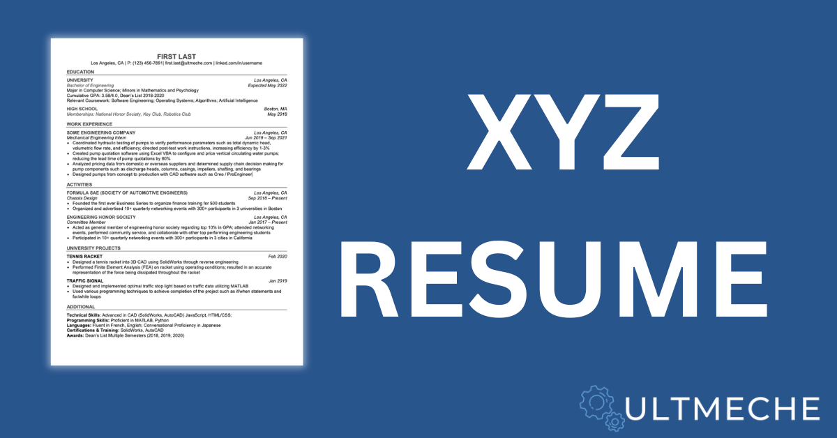 xyz resume format examples