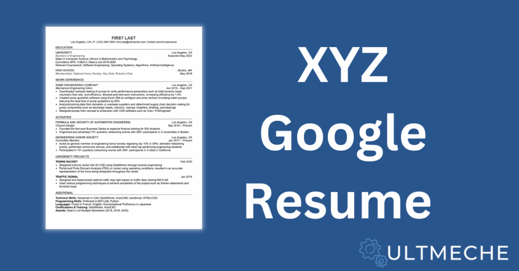 google xyz resume format