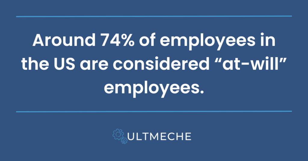 at will employment -- 74% of employees in the US are considered "at will" employees