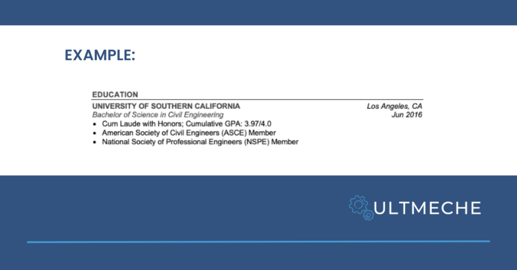 example: education on civil engineer resume