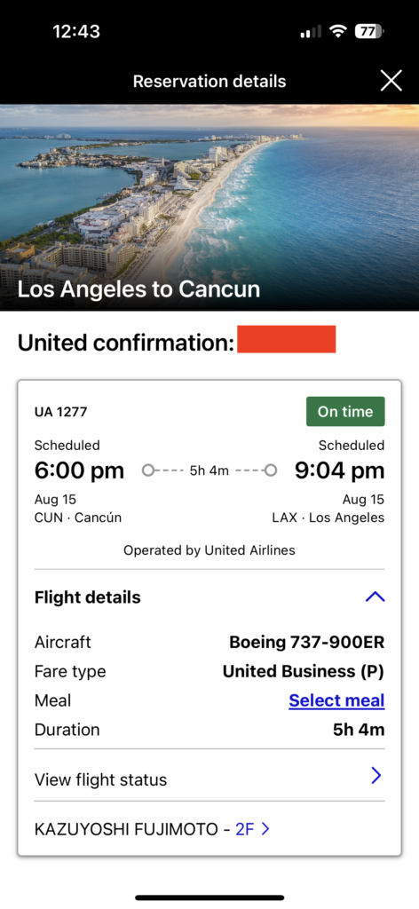 United Los Angeles to Cancun