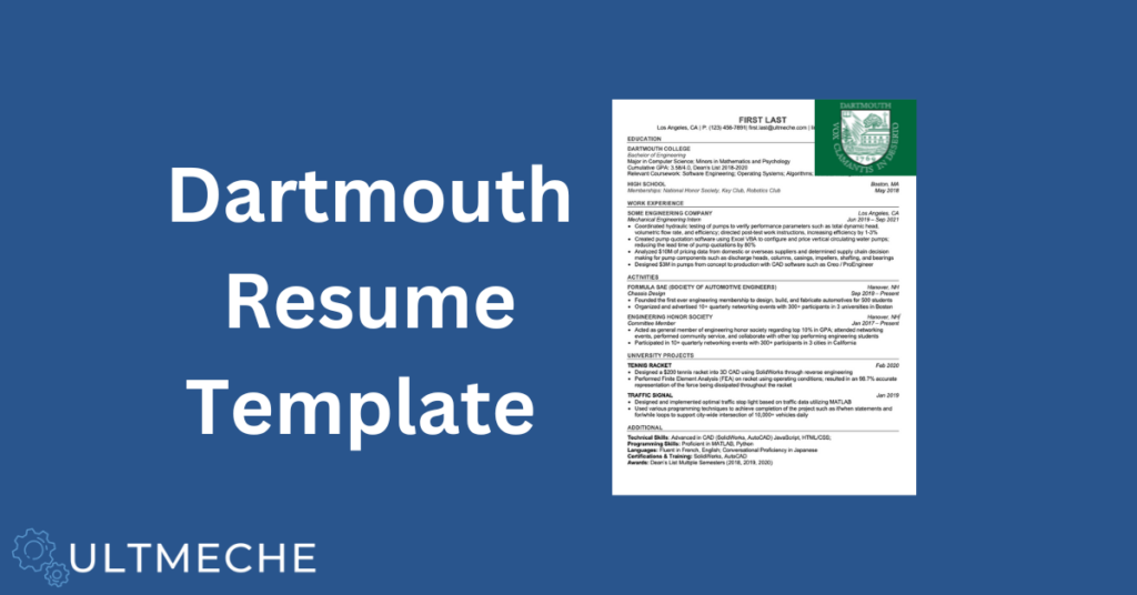 Dartmouth Resume Template - ULTMECHE